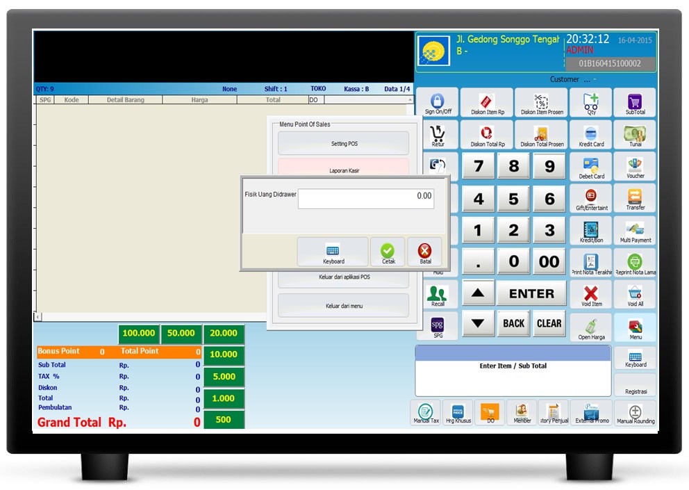 screenshot aplikasi penjualan barang setoran kasir touchscreen